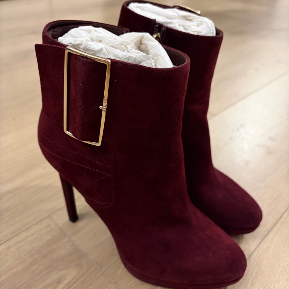 Christian Dior Burgundy Suede Ankle Boots